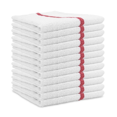 Monarch Brands Qwick Wick Bar Mop Terry Towels , Red, 12PK P-N030-W65RD-5DZ